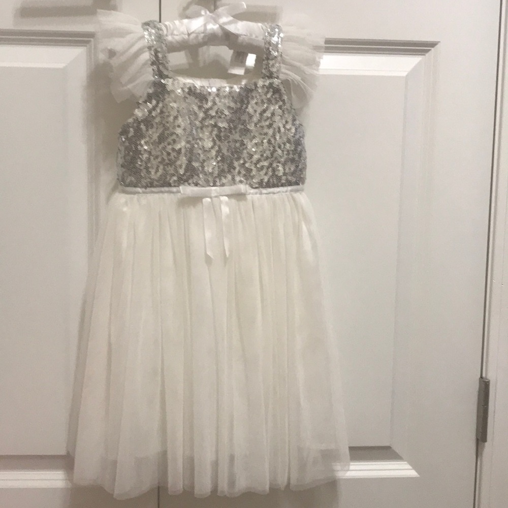 Girls white sequin Barbie dress